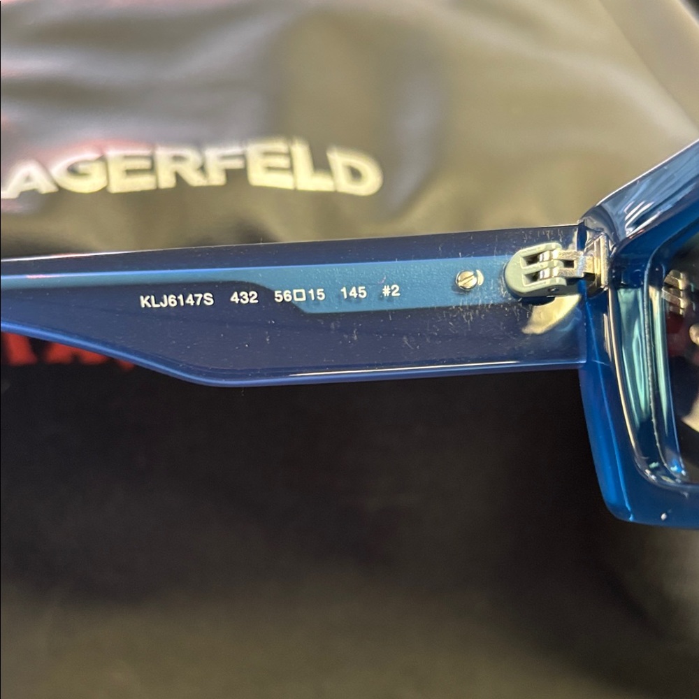 Karl Lagerfeld Translucent Blue Rectangular Sungl… - image 5